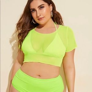 Neon mesh crop top